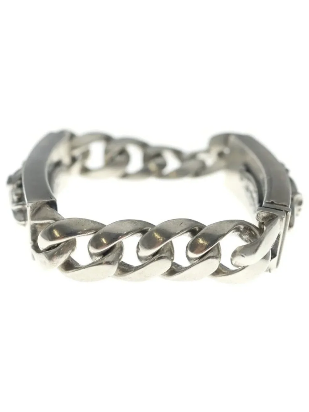 Chrome Hearts Double ID Floral Heart Daga Bracelet Silver